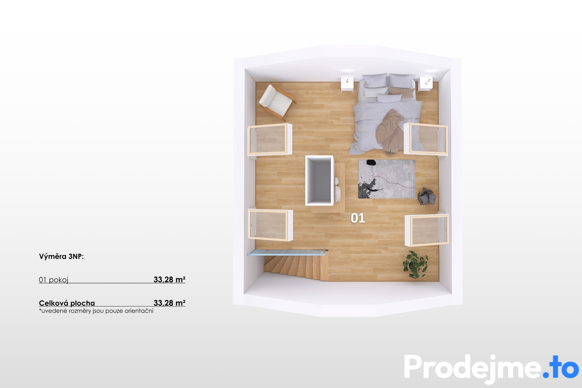 3D půdorys - 3.NP